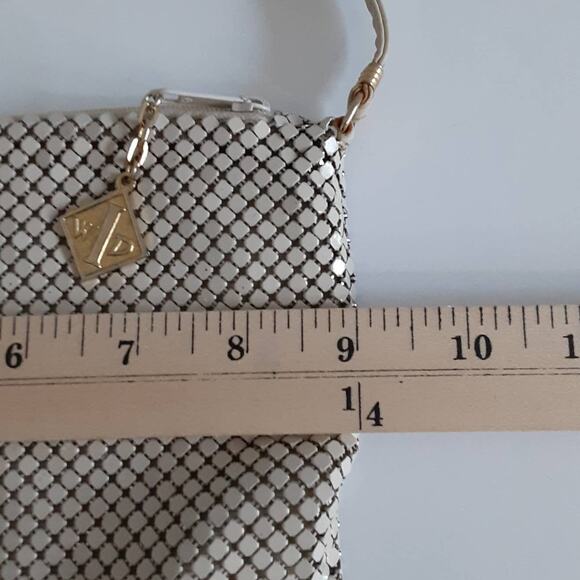 Whiting & Davis Vintage White Pearl Crystal Evening Bag Chainmail Crossbody Bag - Picture 14 of 16